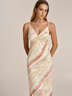 Colorful Wave Stripe Cami Mermaid Maxi Dress