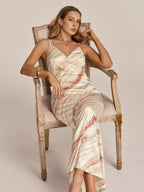 Colorful Wave Stripe Cami Mermaid Maxi Dress