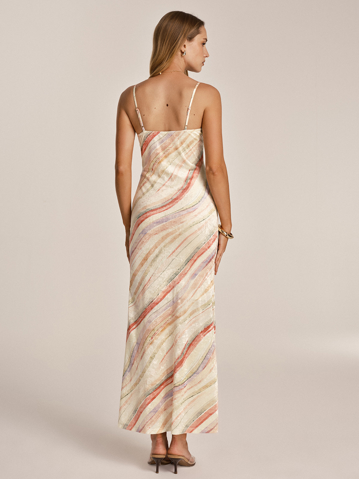 Colorful Wave Stripe Cami Mermaid Maxi Dress