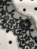 Polka Dot Lace Trim Asymmetric Midi Skirt