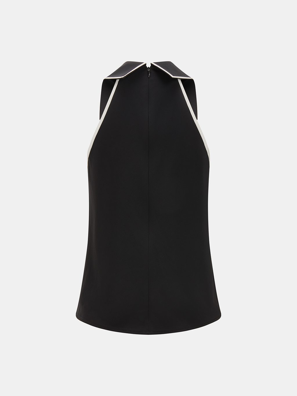 Tie Detail Contrast Piping Sleeveless Blouse