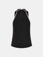 Tie Detail Contrast Piping Sleeveless Blouse
