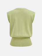 Lace Trim Buttoned V-Neck Knit Vest