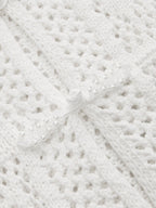 Frog Button Crochet Knit Short Sleeve Top
