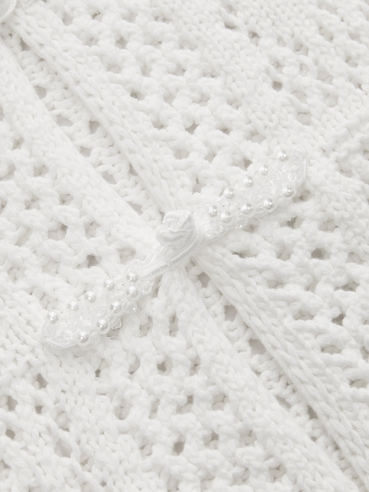 Frog Button Crochet Knit Short Sleeve Top