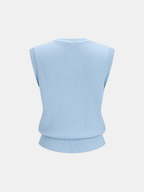Spiral Button Textured Knit Sleeveless Vest