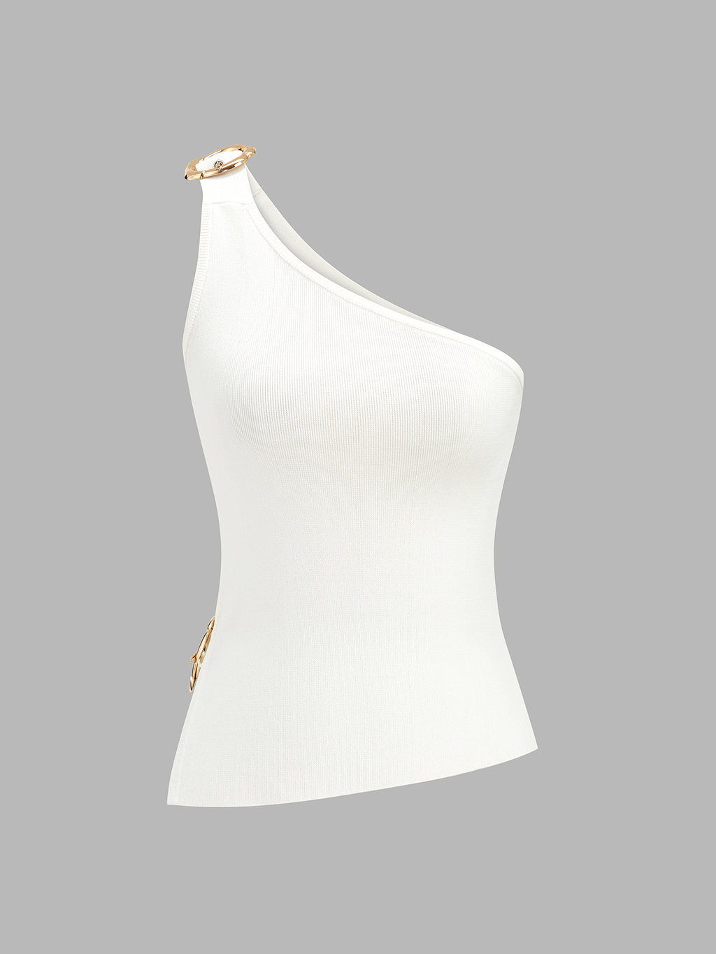 One Shoulder Cut-Out Buckle Tank Top