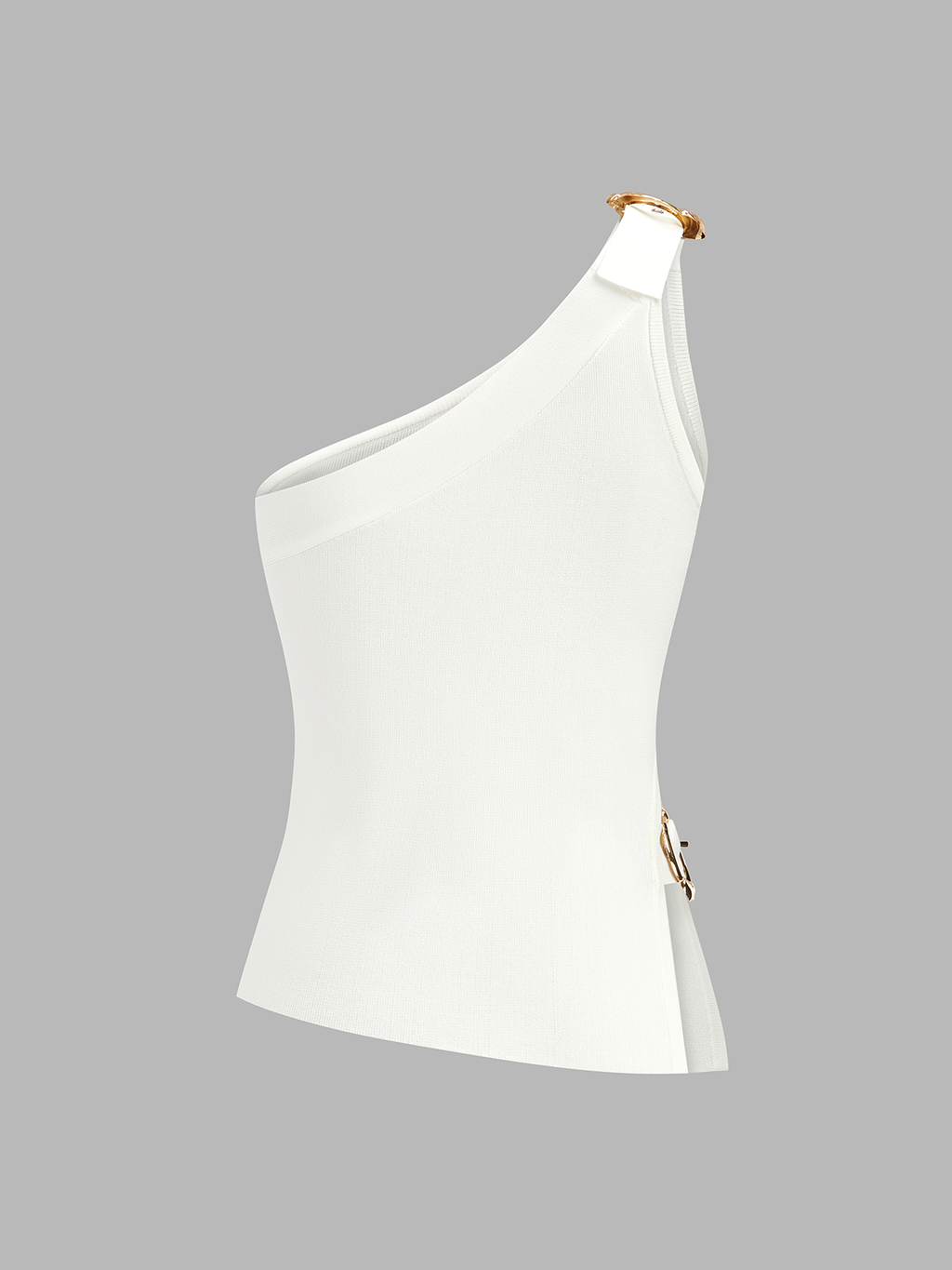 One Shoulder Cut-Out Buckle Tank Top