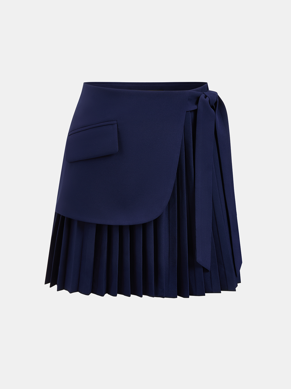 Tie Waist Asymmetrical Pleated Mini Skirt
