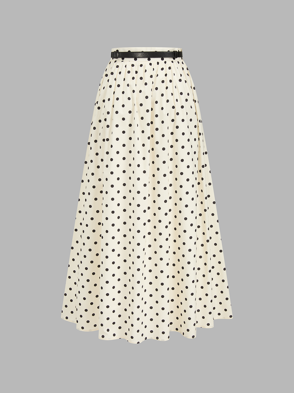 Polka Dot Belted Maxi Skirt