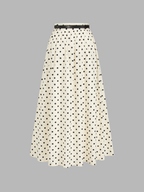 Polka Dot Belted Maxi Skirt