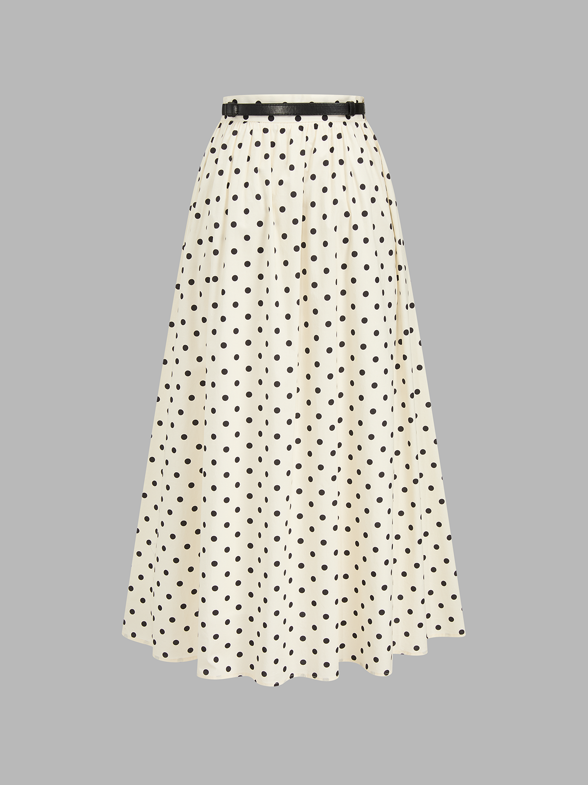 Polka Dot Belted Maxi Skirt