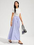 Oversized Striped Mid Waist Maxi Skirt