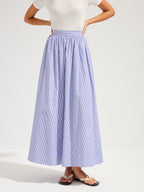 Oversized Striped Mid Waist Maxi Skirt