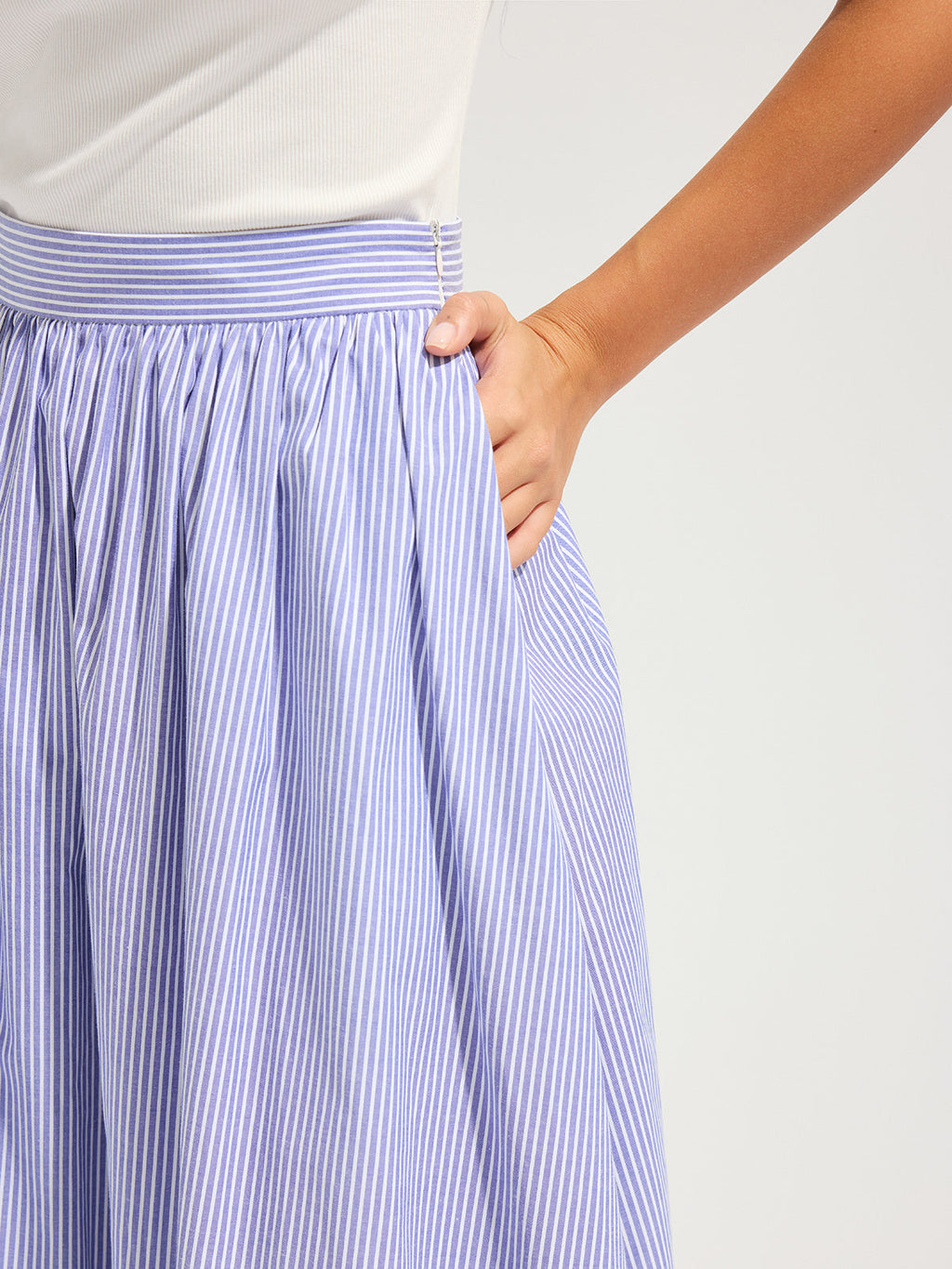Oversized Striped Mid Waist Maxi Skirt