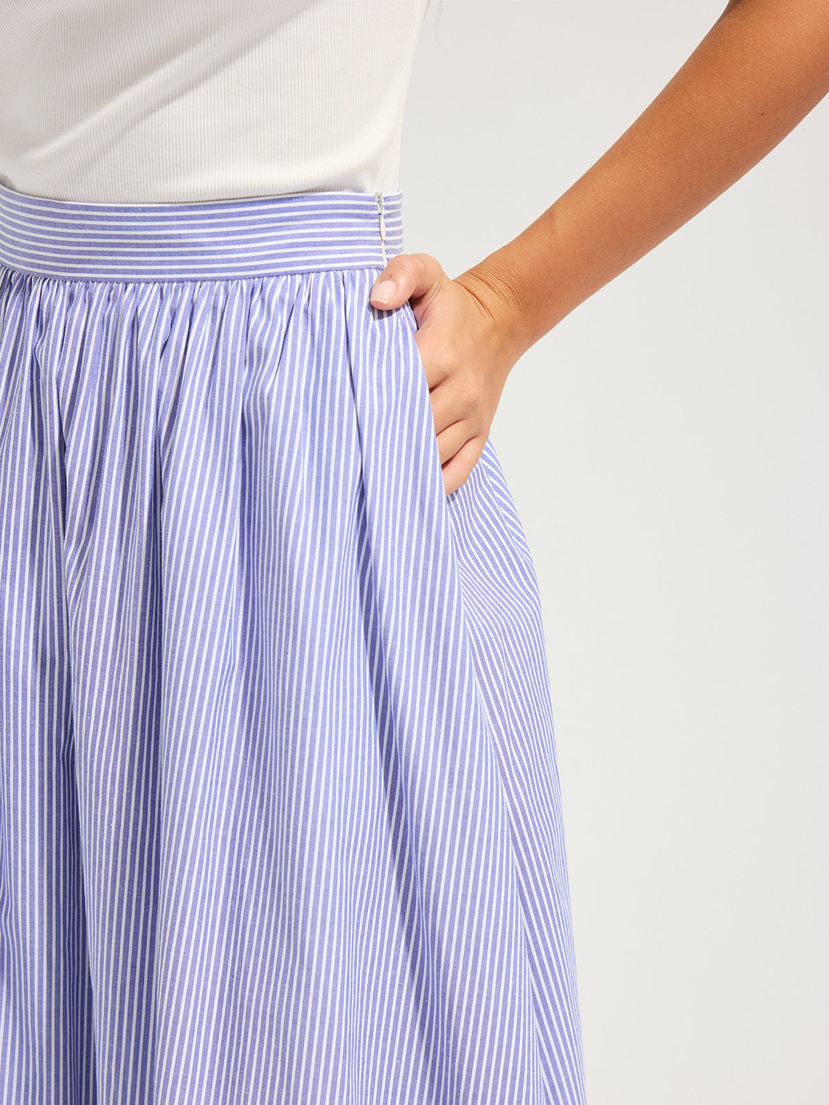 Oversized Striped Mid Waist Maxi Skirt