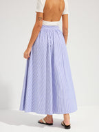 Oversized Striped Mid Waist Maxi Skirt