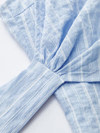 Striped Wrap Halter Tie-Waist Top