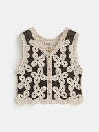 Floral Crochet V-Neck Vest