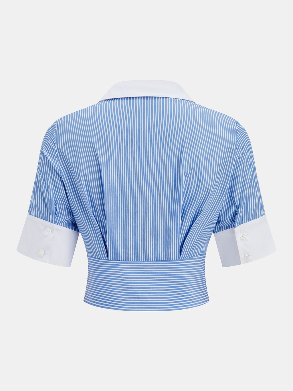 Striped Cropped Half Sleeve Button Shirt