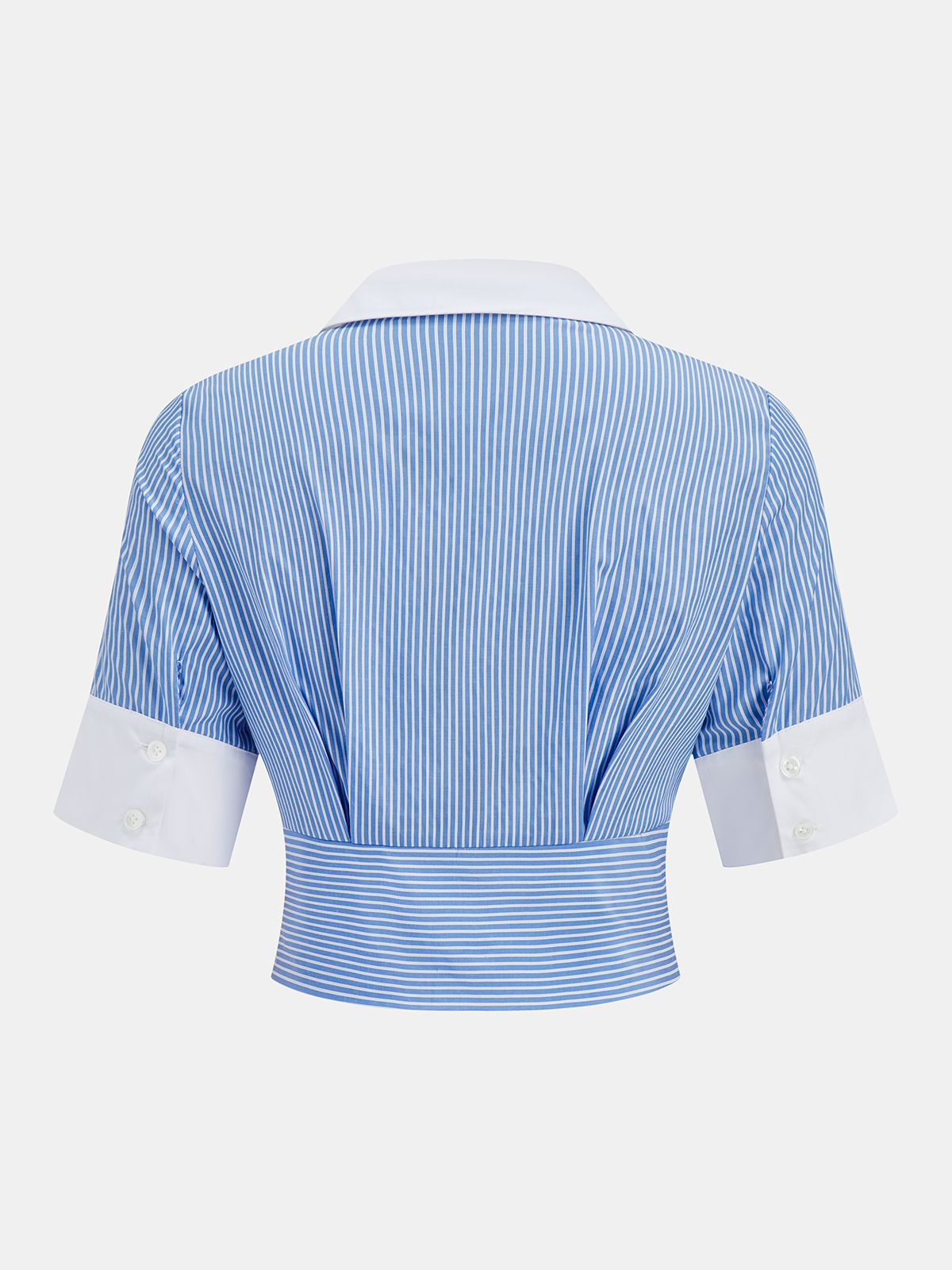 Striped Cropped Half Sleeve Button Shirt