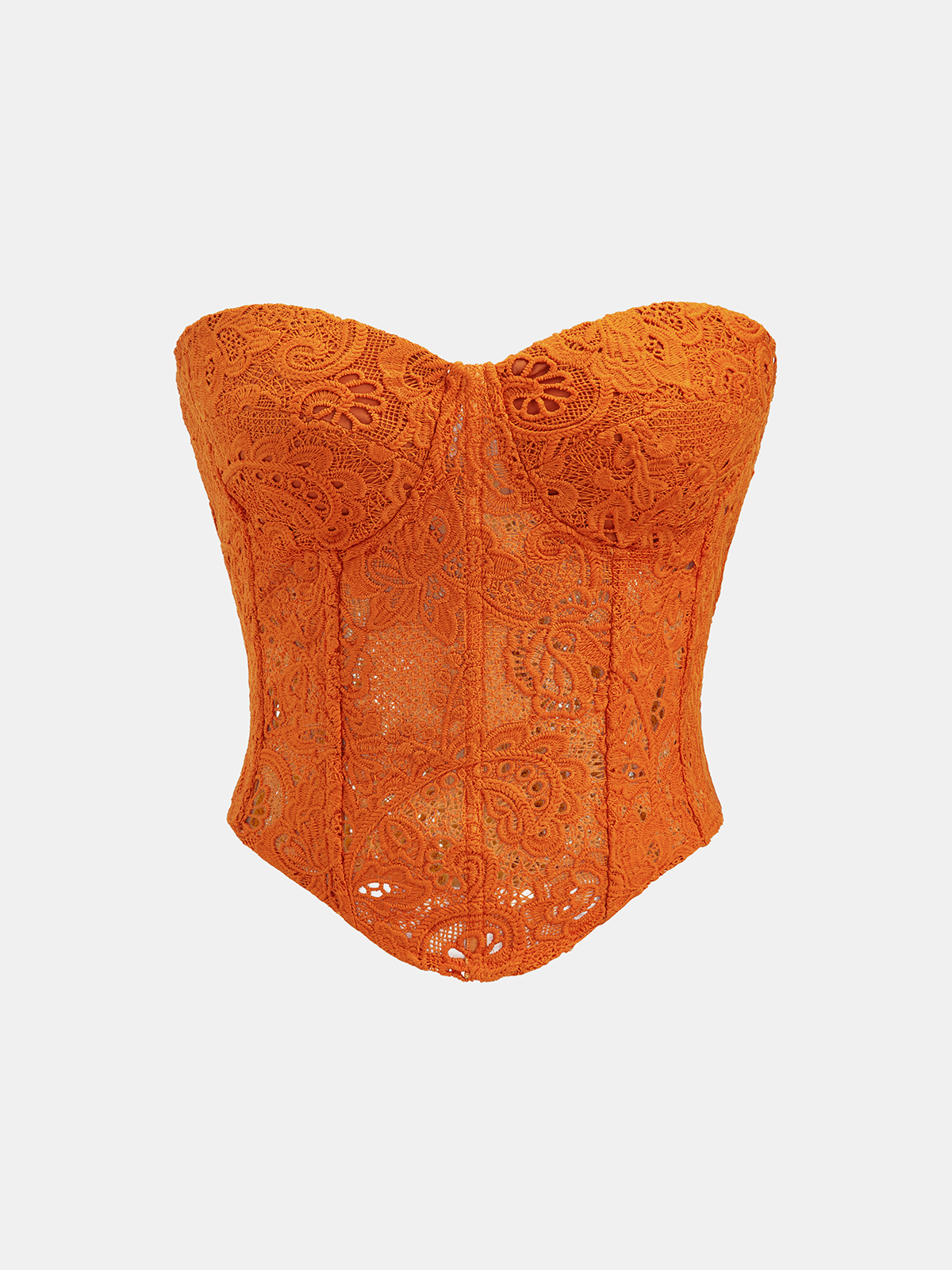 Guipure Lace Sweetheart Neck Corset Top