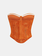 Guipure Lace Sweetheart Neck Corset Top