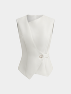 Asymmetric Buckle Waist Sleeveless Vest