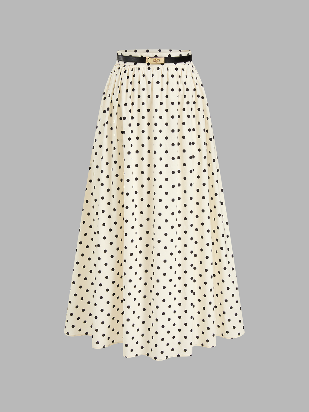 Polka Dot Belted Maxi Skirt