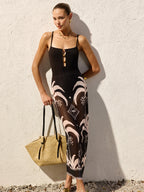 Cut Out Beaded One Piece Swimsuit