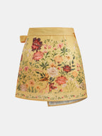 Floral Print Tie Wrap Mini Skirt