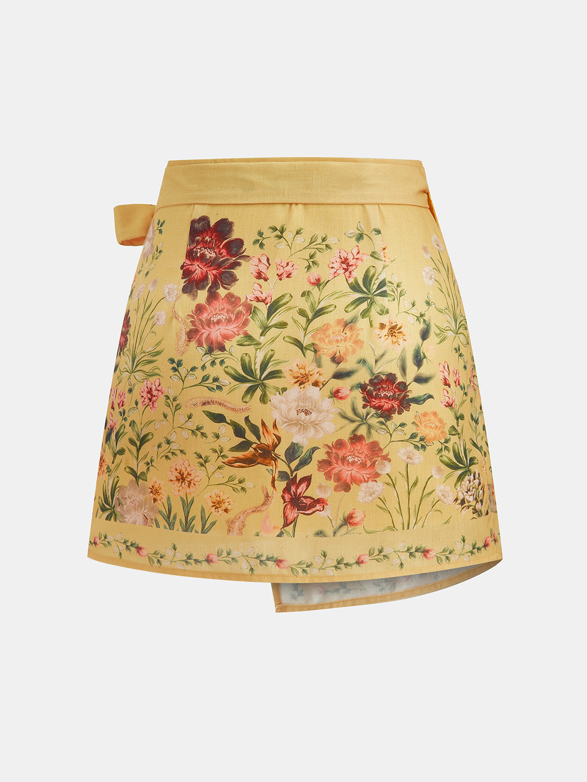 Floral Print Tie Wrap Mini Skirt
