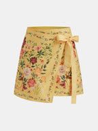 Floral Print Tie Wrap Mini Skirt