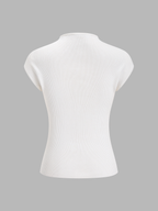 Butterfly Embroidery Keyhole Ribbed Knit Top