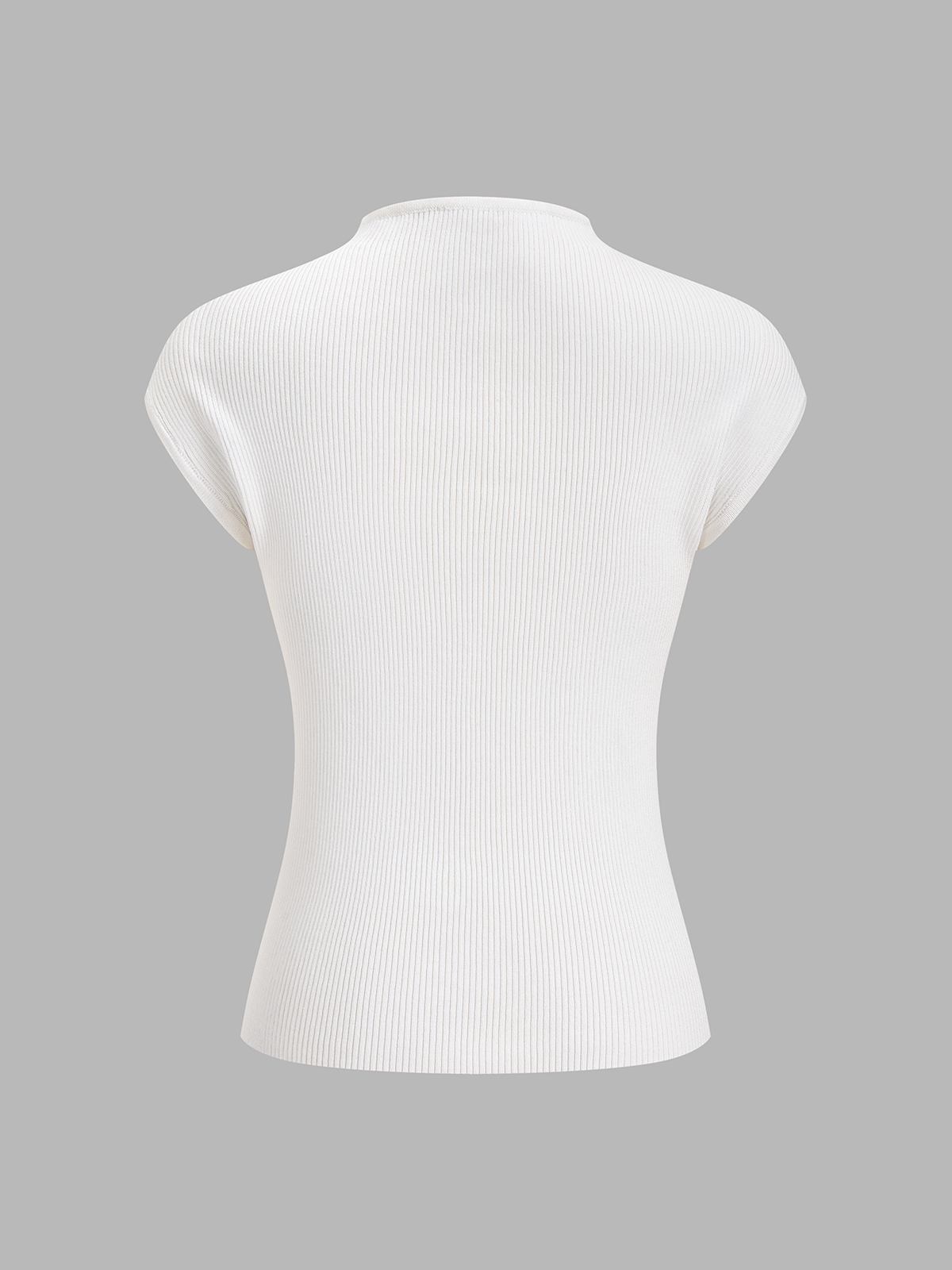 Butterfly Embroidery Keyhole Ribbed Knit Top