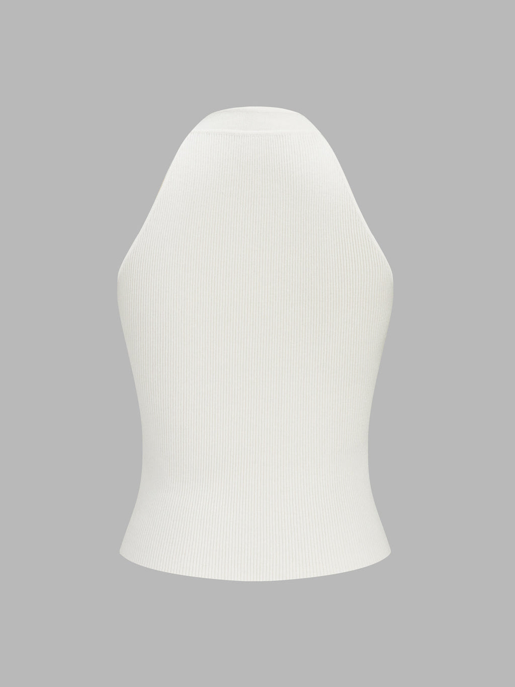 Frog Button Keyhole Neck Ribbed Knit Tank Top