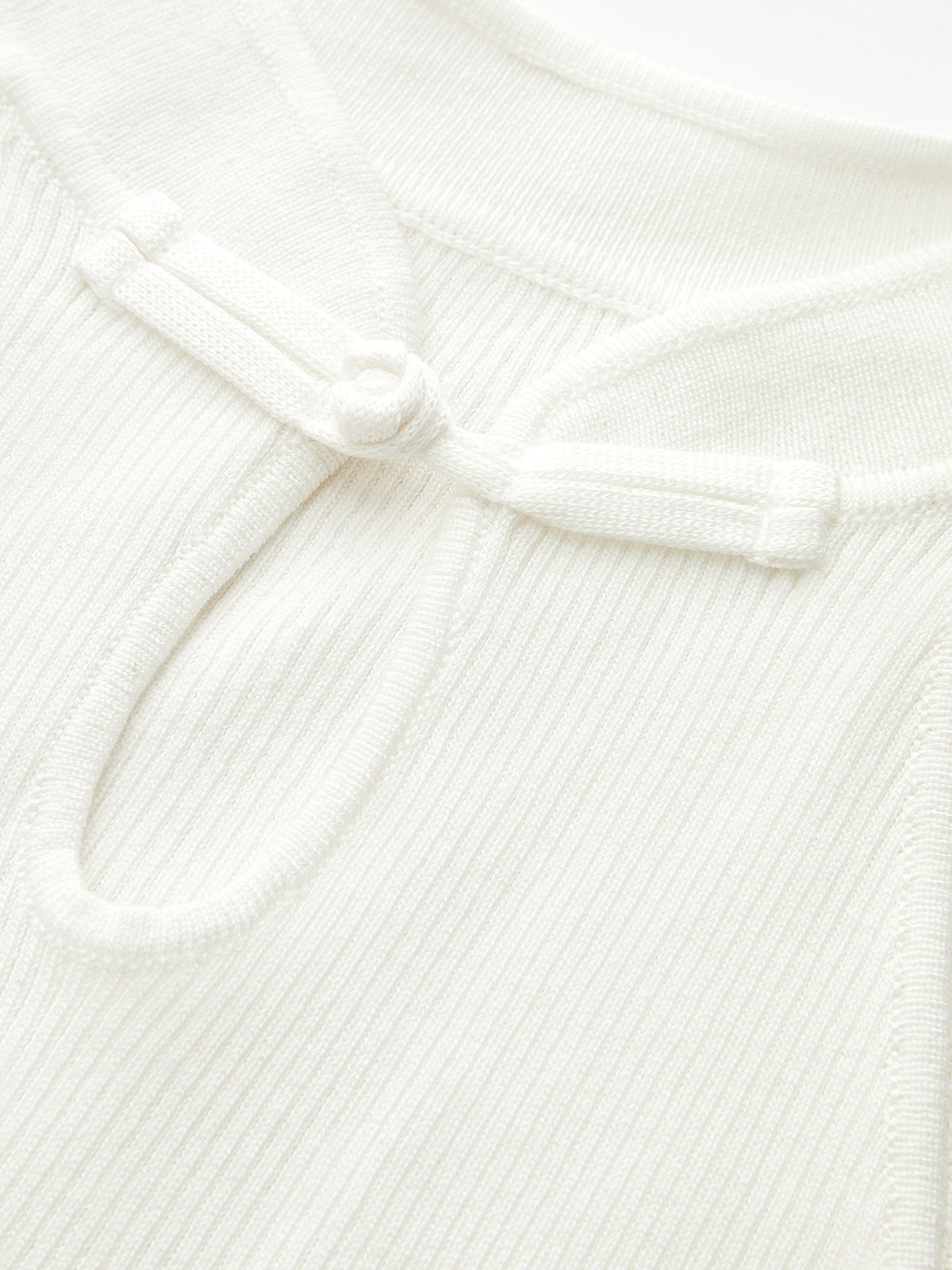 Frog Button Keyhole Neck Ribbed Knit Tank Top
