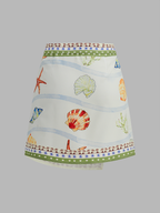 Seashell Print Wrap Mini Skirt