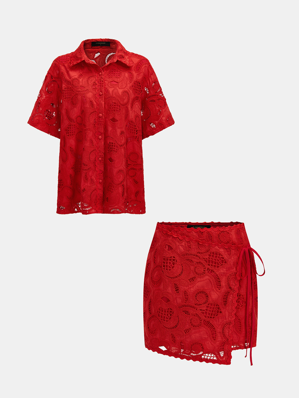 Eyelet Embroidery Wrap Mini Skirt
