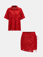 Eyelet Embroidery Wrap Mini Skirt