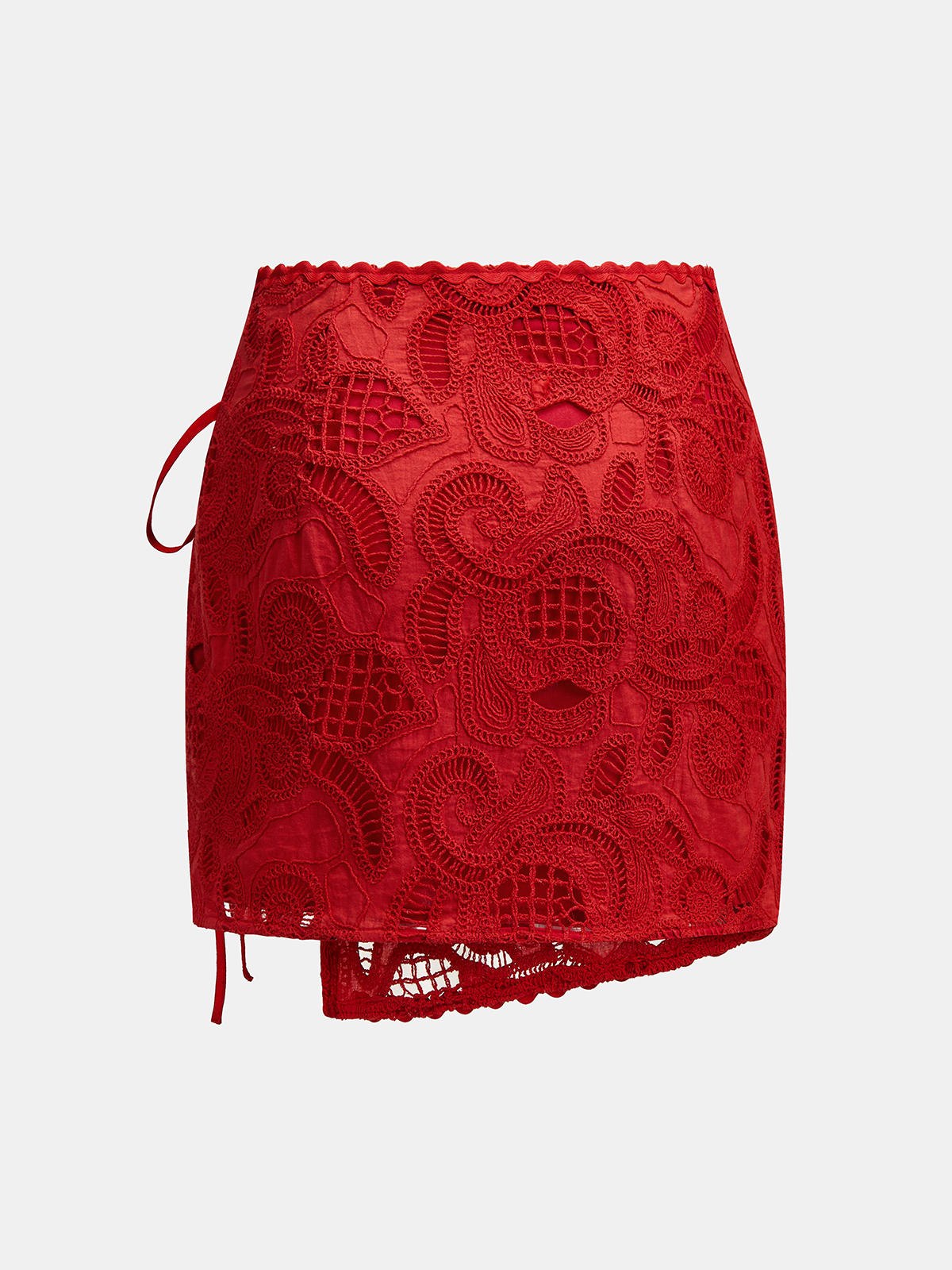 Eyelet Embroidery Wrap Mini Skirt