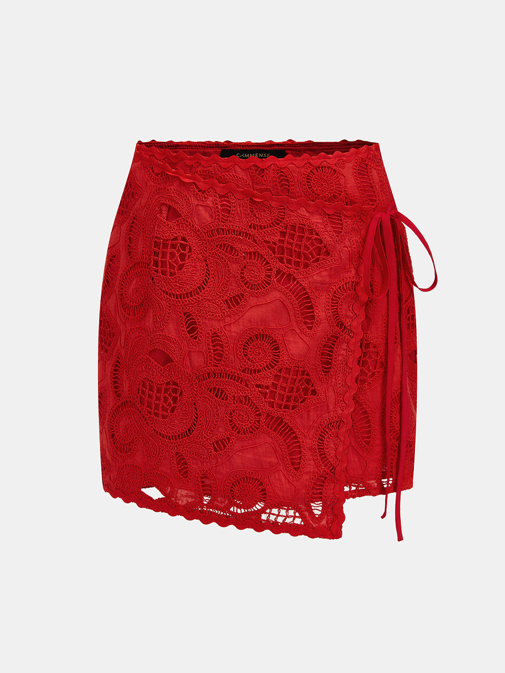 Eyelet Embroidery Wrap Mini Skirt