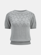 Eyelet Detail Short Sleeve Knit Top