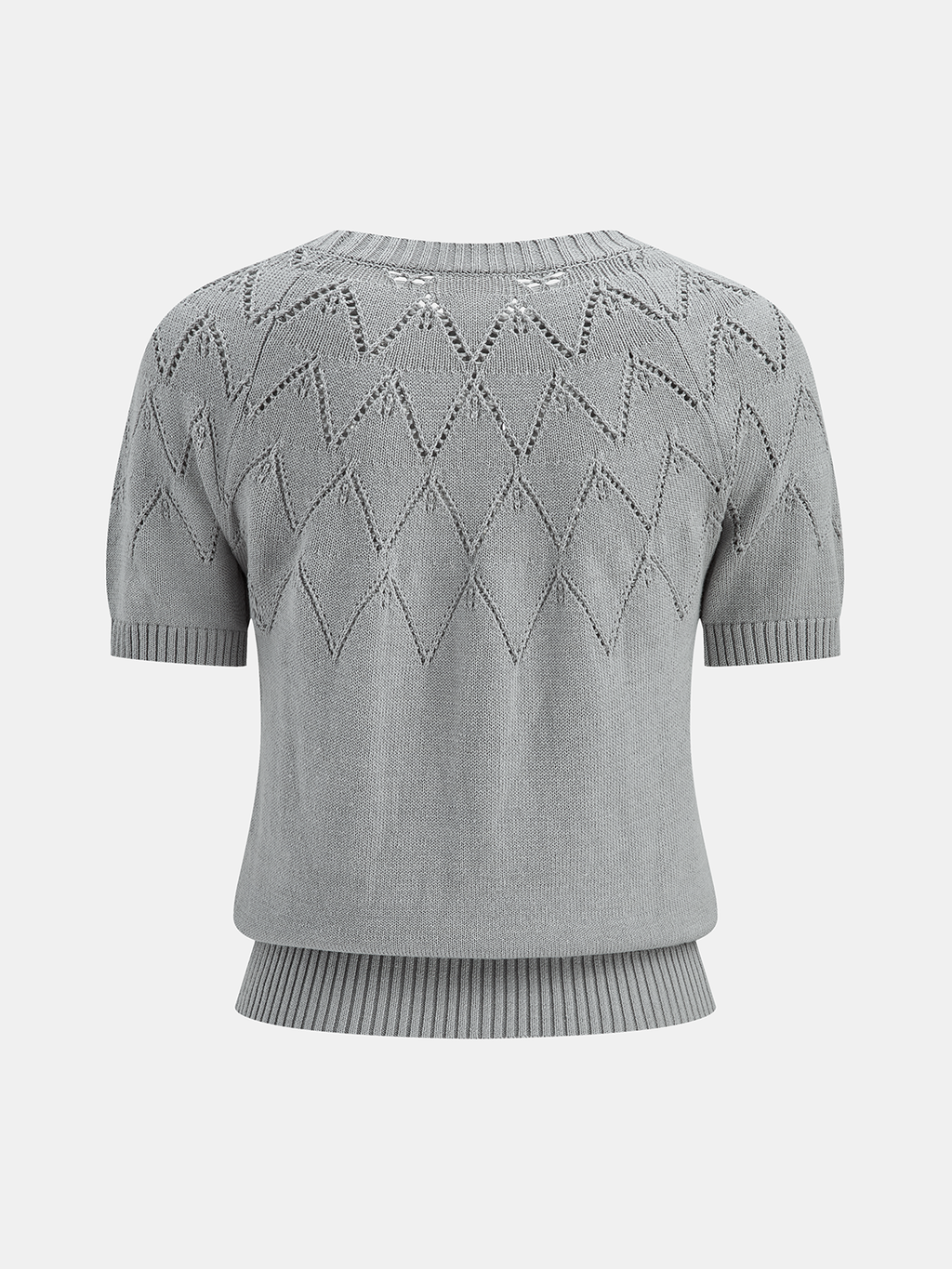Eyelet Detail Short Sleeve Knit Top