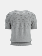 Eyelet Detail Short Sleeve Knit Top