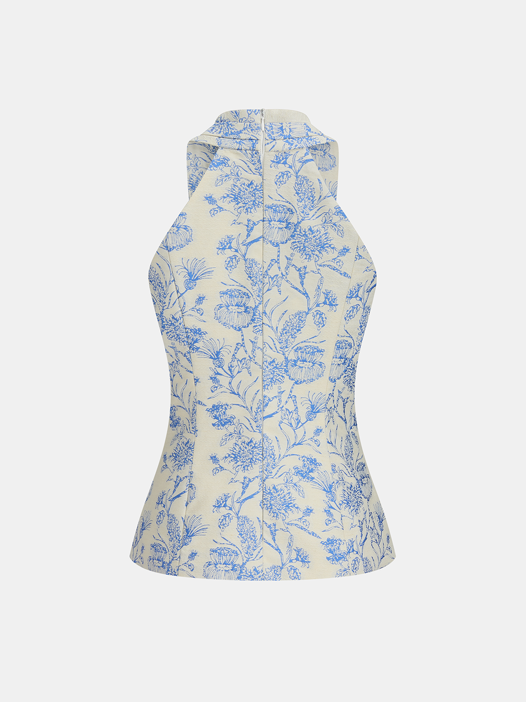 Metal Button Floral Jacquard Halter Vest