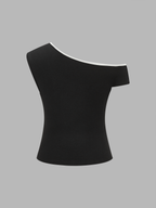 Flower Cutout One-Shoulder Top