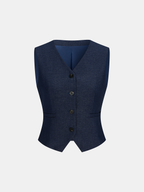Faux Denim Tailored Vest