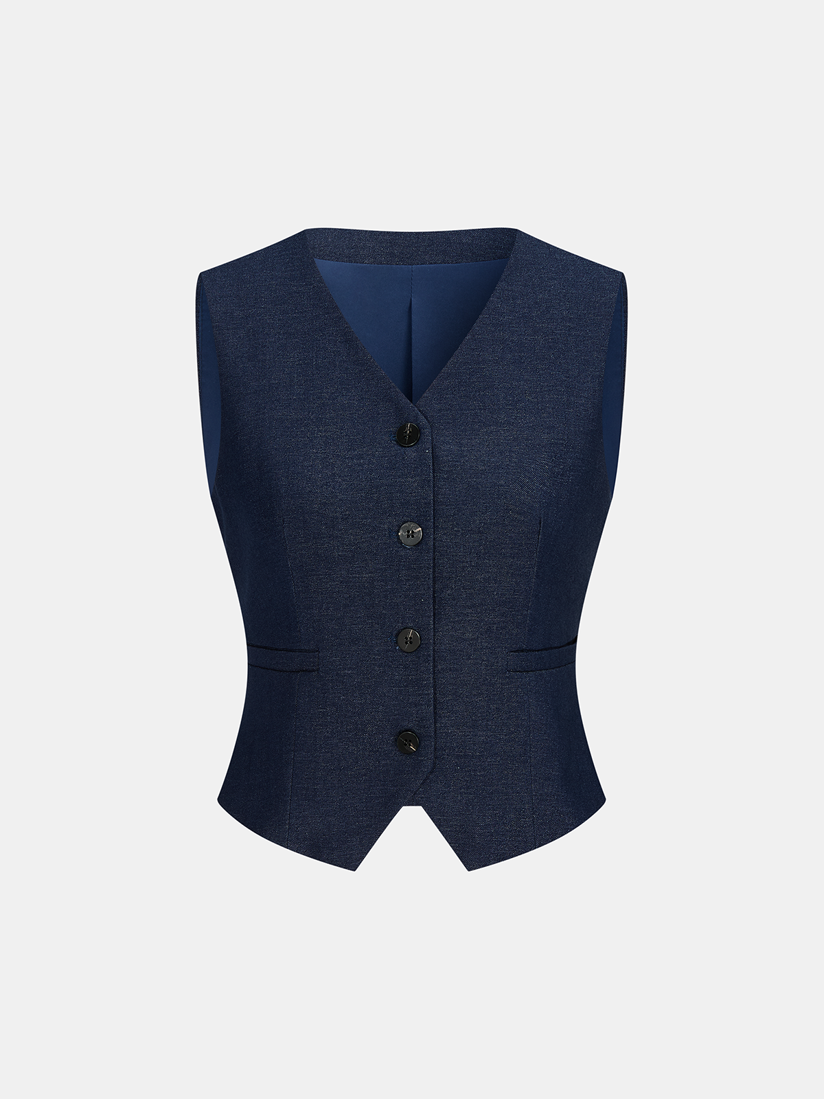 Faux Denim Tailored Vest
