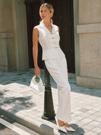 Tencel Linen Blend Stand Collar Vest